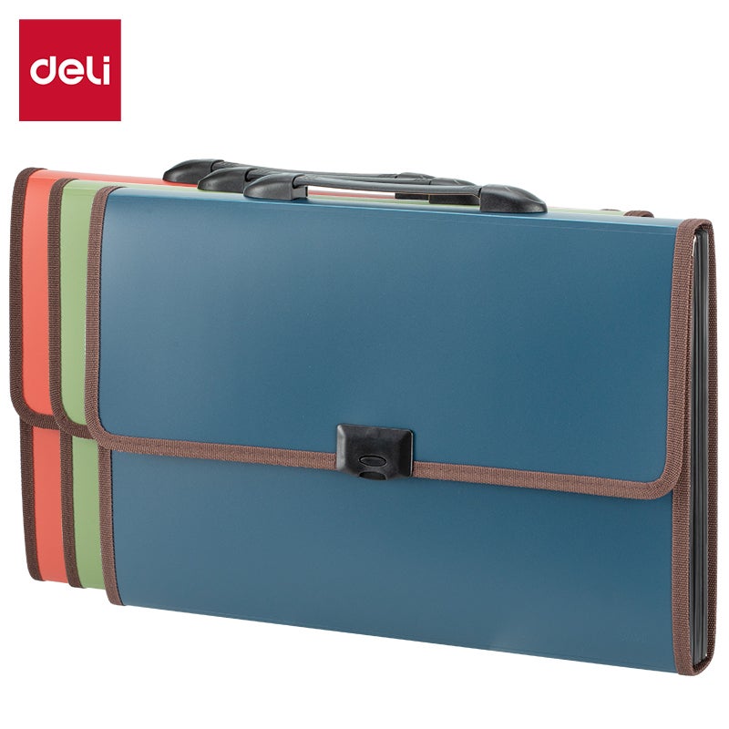 Deli Expanding File Folder 13 Pockets A4 FC-13P Push Lock Closure Document Organizer Assorted Colours - Image 1