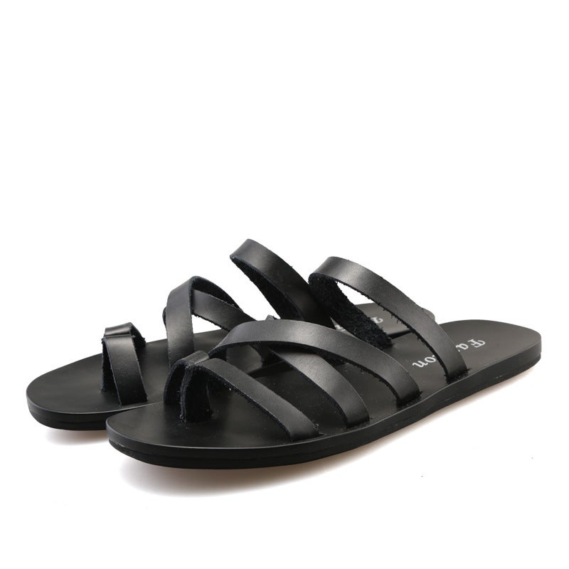 Men'S Slippers, Large Size Men'S Beach Slippers, Roman Sandals, Genuine Leather, Large Size, Breathable, Men'S Slippers - Image 5