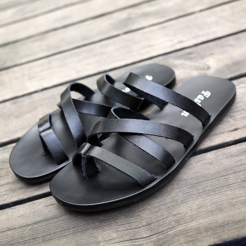 Men'S Slippers, Large Size Men'S Beach Slippers, Roman Sandals, Genuine Leather, Large Size, Breathable, Men'S Slippers - Image 4
