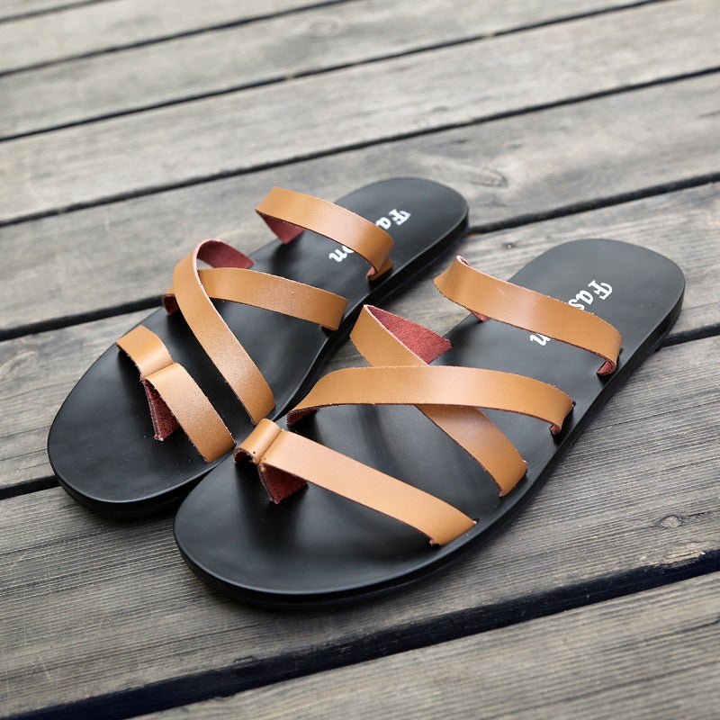 Men'S Slippers, Large Size Men'S Beach Slippers, Roman Sandals, Genuine Leather, Large Size, Breathable, Men'S Slippers - Image 3
