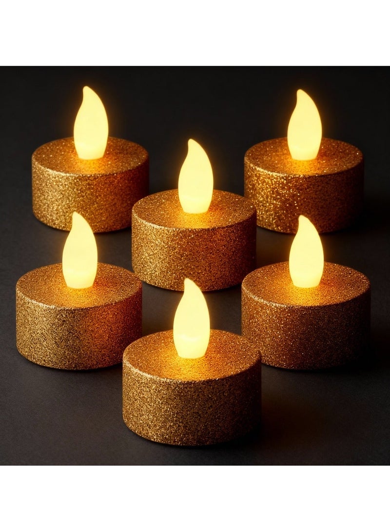 ZAYO LED Tealight Candles Battery Operated Flameless Tea Light Candles for  Home & Table Decoration, Diwali, Festival & Wedding Party Decor Lights, Golden - 6 Pieces Pack - Image 3