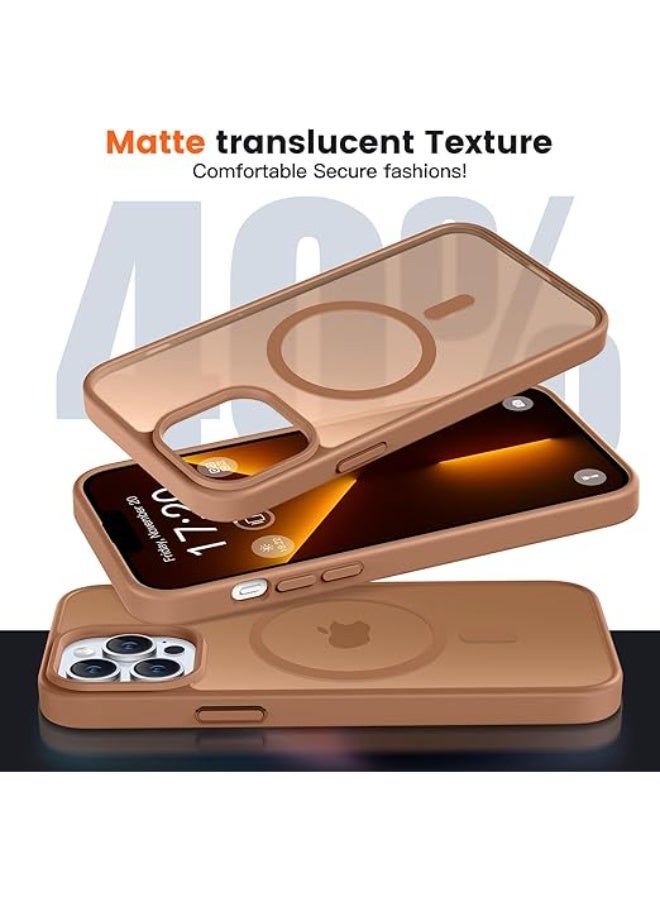 for iPhone 14 Pro Case, [Compatible with MagSafe] [10 FT Military Grade Drop Protection] Slim Translucent Matte Shockproof Anti-Scratch Phone Case (Brown) - Image 5