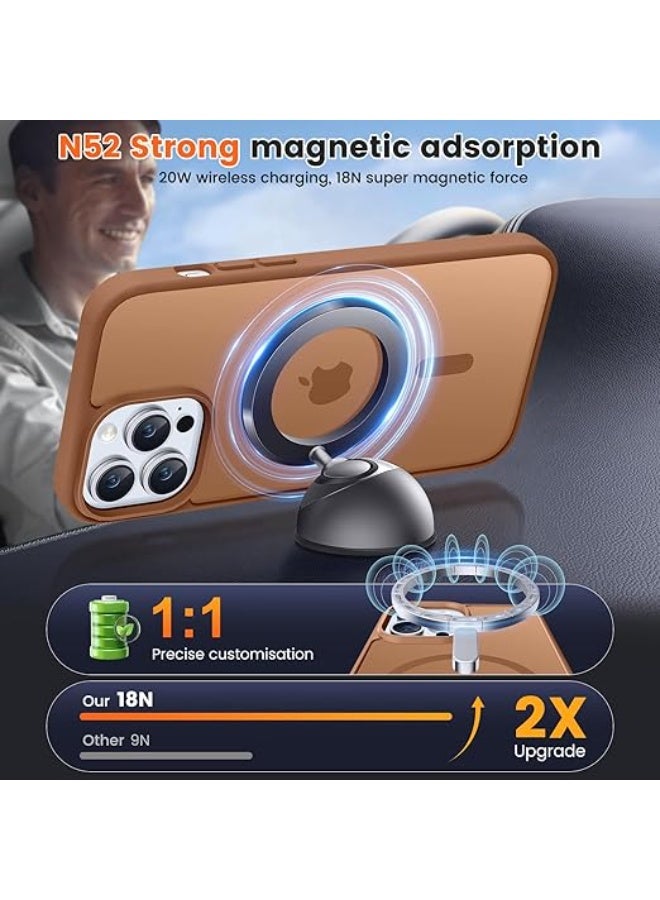 for iPhone 14 Pro Case, [Compatible with MagSafe] [10 FT Military Grade Drop Protection] Slim Translucent Matte Shockproof Anti-Scratch Phone Case (Brown) - Image 3