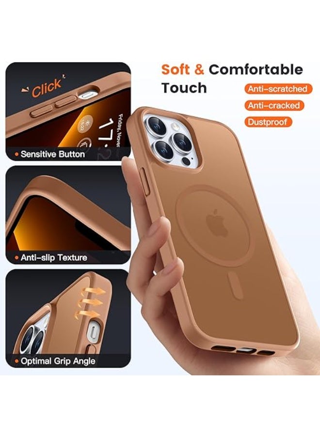 for iPhone 14 Pro Case, [Compatible with MagSafe] [10 FT Military Grade Drop Protection] Slim Translucent Matte Shockproof Anti-Scratch Phone Case (Brown) - Image 2