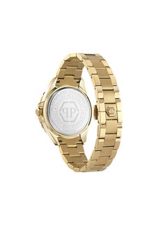 PHILIPP PLEIN Women's Watch by Philipp Plein with Crystal Bezel, Emerald Green Honeycomb Dial, Roman Numerals, and Gold Stainless Steel Bracelet - 38mm 3-Hand Quartz Timepiece  - Image 3