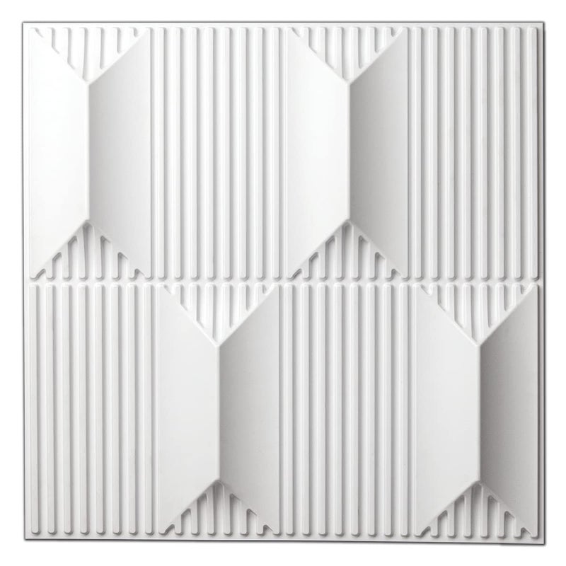Art3dwallpanels PVC 3D Wall Panel for Interior Wall Dcor 197 x 197 Wall Decor PVC 3D Wall Panels 3D Textured Wall Panels Pack of 12 Tiles White