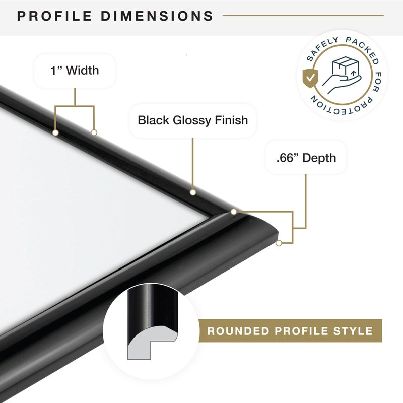 MCS Trendsetter Movie Poster Frame 27x40 Black High-Gloss, Vertical & Horizontal Wall Hanging Large Picture Frame for Photos, Artwork & Custom Posters (3-Pack) - Image 5