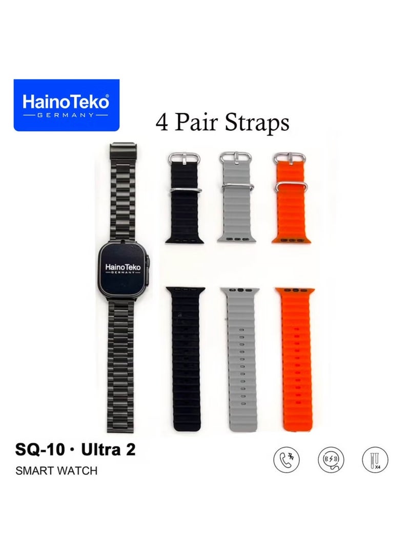 Haino Teko SQ10 Ultra Smart Watch with 2.2 Inch AMOLED Display, 4 Interchangeable Straps, and Wireless Charger for Gents & Boys – Stylish, High-Performance Smartwatch in Black - Image 5