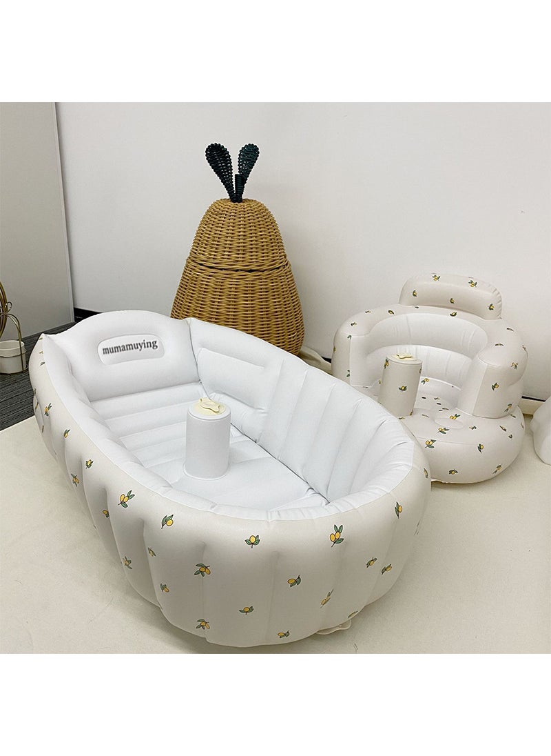 Generic - Stock Available Nordic Style Baby Inflatable Bathtub Multifunctional Bathing Tub Childrens Integrated Seating And Bathing Tub Olive - Image 1