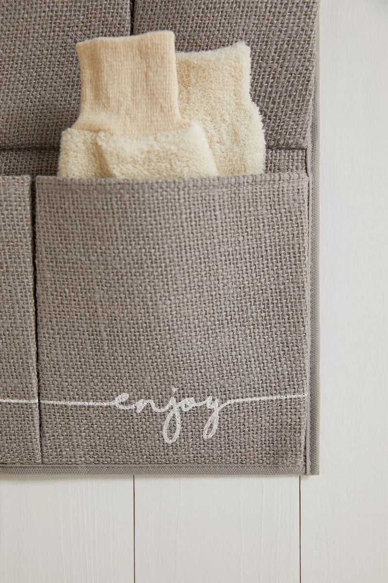 Ocean Home Textile Gray Jute 2-Layer Multi-Purpose Suitcase with Hanger Inside Wardrobe Bathroom Kitchen Organizer 35x45 cm