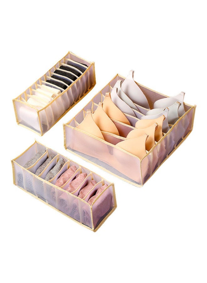 NIBEMINENT Foldable Underwear Storing Box Set Beige/White - Image 1