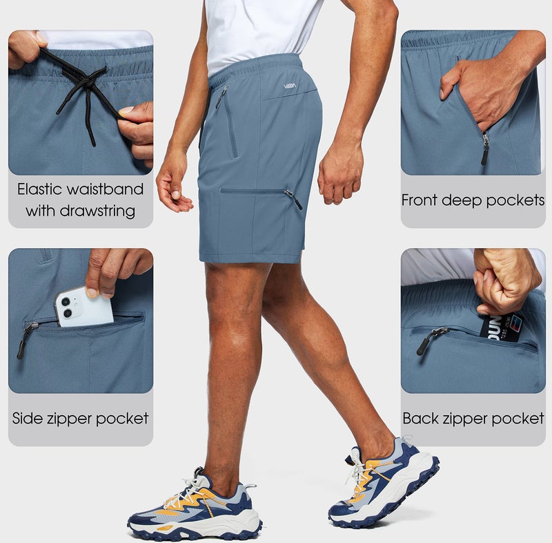 Viodia Men's Hiking Cargo Shorts Stretch Quick Dry Lightweight Workout Shorts for Men Casual Fishing Athletic Shorts with Pockets Stone Blue - Image 4
