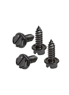 Generic License Plate Screws with Rustproof Finish - License Plate Screw Kit for Front & Rear Plates - License Plate Bolts for Domestic Vehicles - Stainless Steel Screws for License Plates (4-Pack, Black) 