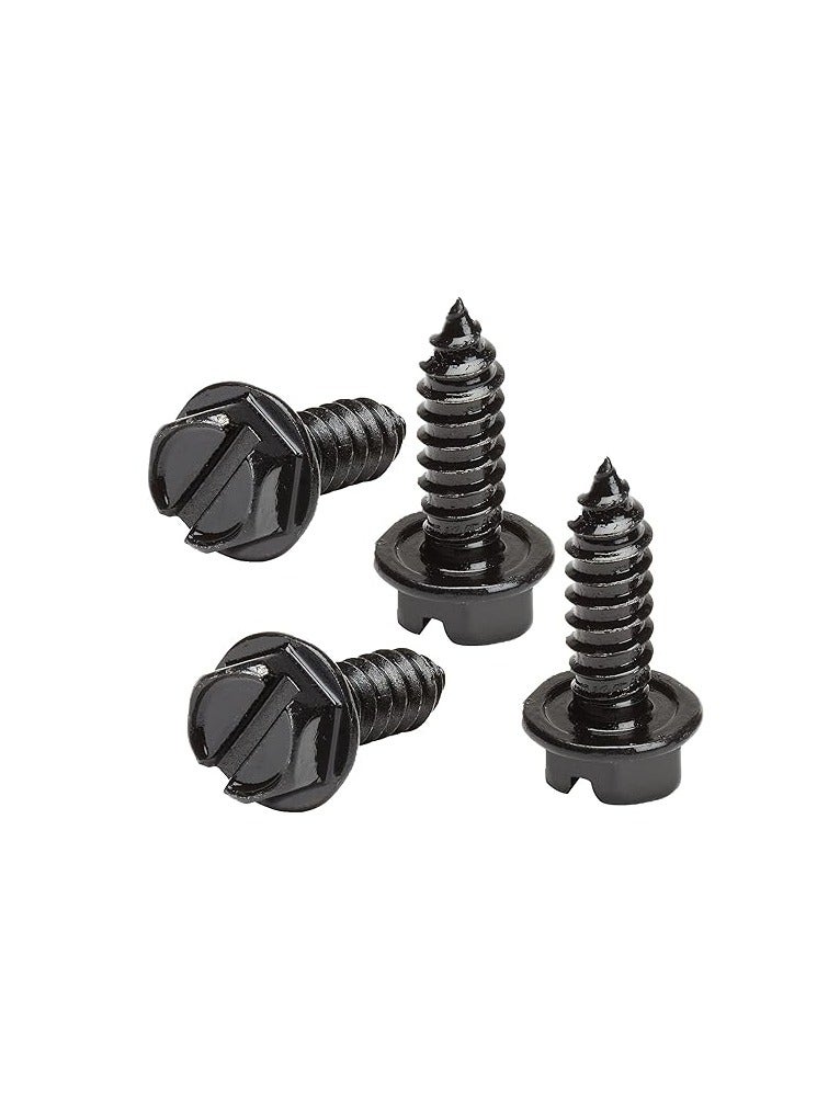 License Plate Screws with Rustproof Finish - License Plate Screw Kit for Front & Rear Plates - License Plate Bolts for Domestic Vehicles - Stainless Steel Screws for License Plates (4-Pack, Black) 