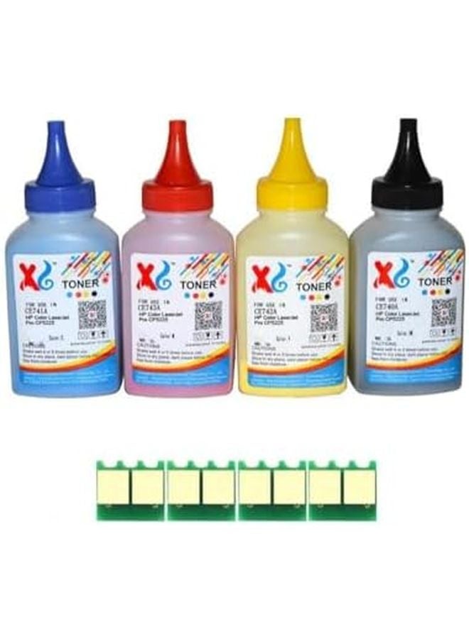 مجموعة مسحوق الحبر المتوافق CE740A CE741A CE742A CE743A لطابعات HP Color Pro CP5225 CP5525dn CP5520 بألوان CMYK ورقاقة 1 مجموعة - Image 1