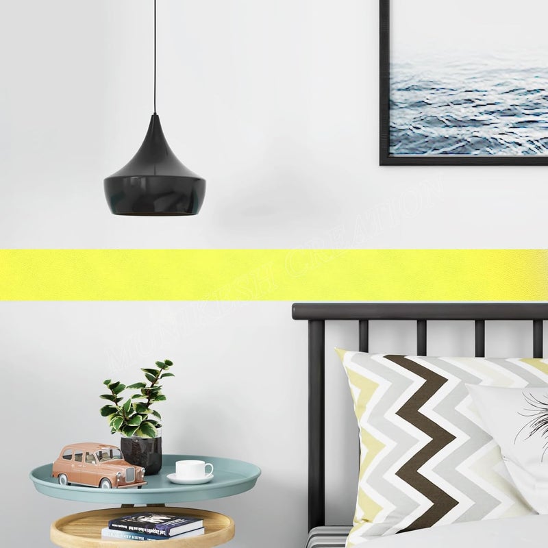 MUNIKESH CREATION Lemon Yellow Colour Wallpaper Border Peel and Stick Lemon Yellow Contact Paper for Countertops Border, Wall Corners Stickers and Wall Decor Waterproof Self Adhesive 4x240 Inch - Image 4