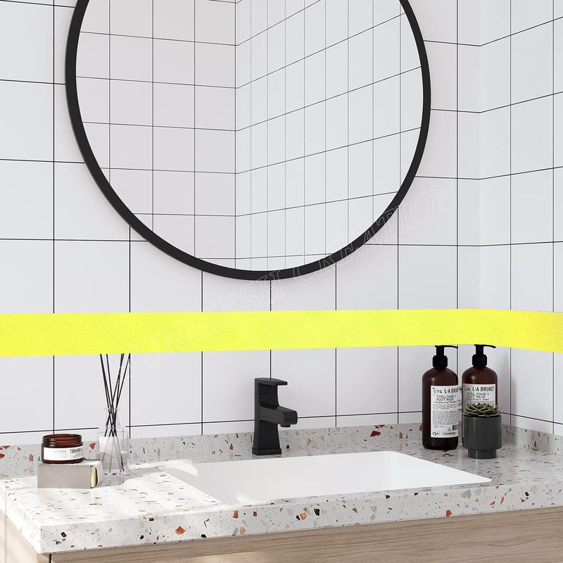 MUNIKESH CREATION Lemon Yellow Colour Wallpaper Border Peel and Stick Lemon Yellow Contact Paper for Countertops Border, Wall Corners Stickers and Wall Decor Waterproof Self Adhesive 4x240 Inch - Image 3