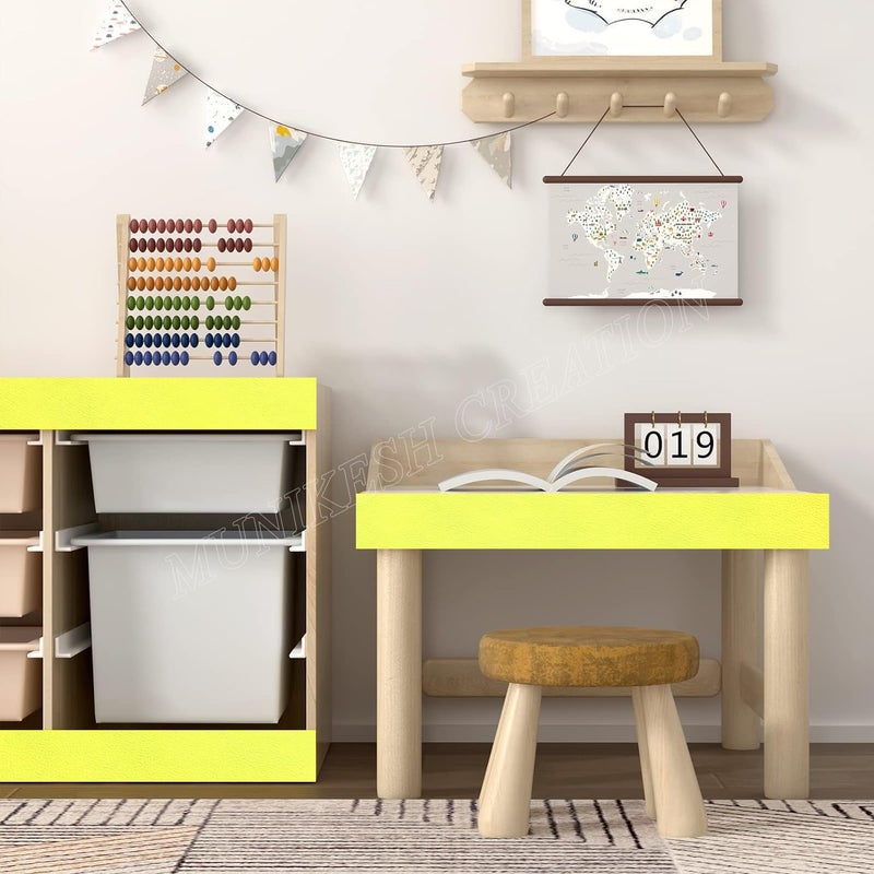 MUNIKESH CREATION Lemon Yellow Colour Wallpaper Border Peel and Stick Lemon Yellow Contact Paper for Countertops Border, Wall Corners Stickers and Wall Decor Waterproof Self Adhesive 4x240 Inch - Image 5