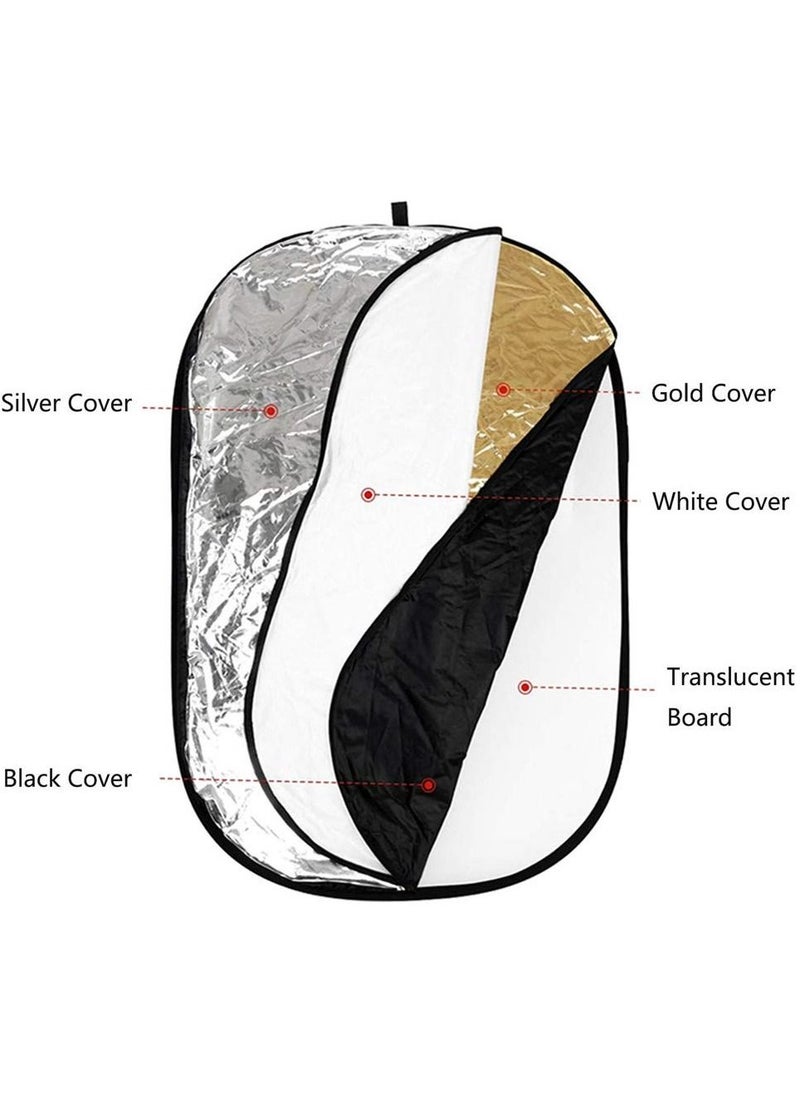 Generic - 110 cmx150cm 5 in 1 Collapsible Multi Lighting Reflector Set Photo Studio Outdoor Photography - Image 1