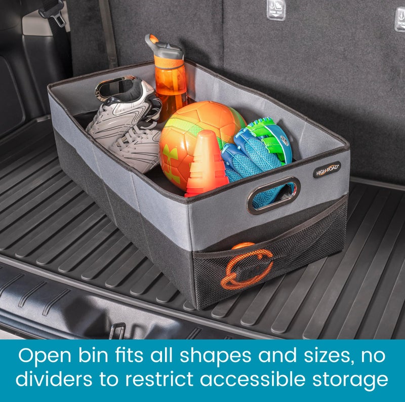 High Road CargoCube Car Storage Bin - Leakproof Car Trunk Storage Organizer with Metal Handles and Front Mesh Pocket, 12x24 Inches - Single pack - Image 5
