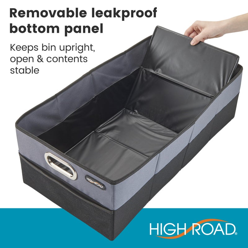 High Road CargoCube Car Storage Bin - Leakproof Car Trunk Storage Organizer with Metal Handles and Front Mesh Pocket, 12x24 Inches - Single pack - Image 4