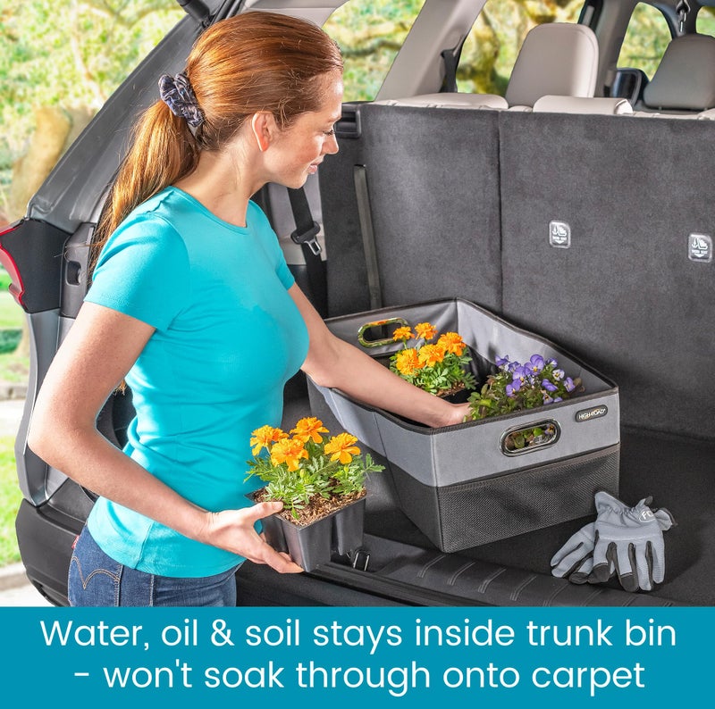 High Road CargoCube Car Storage Bin - Leakproof Car Trunk Storage Organizer with Metal Handles and Front Mesh Pocket, 12x24 Inches - Single pack - Image 3
