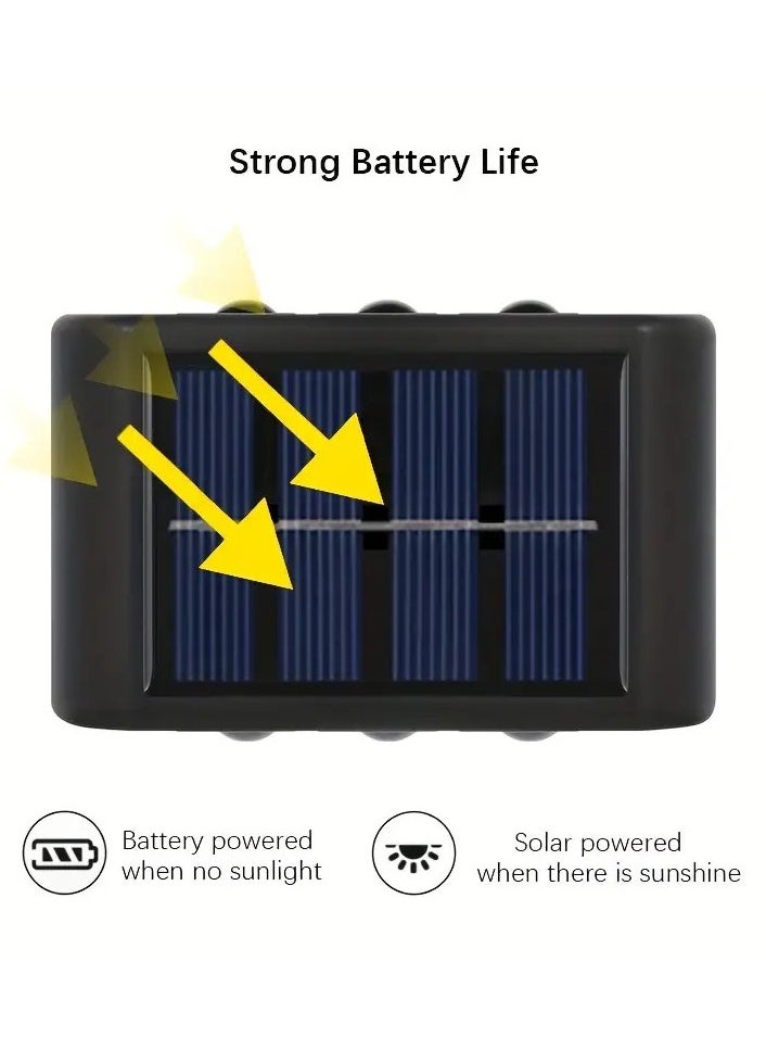 VIUAUAX 2 Pcs Solar Fence Lights,LED Solar Wall Lights Outdoor,Waterproof Security Night Sensor Light for Pathway Porch Yard Garage Garden Fence Walkway Driveway Solar Wall Light - Outdoor Camping Light With 6 LED, Warm Color Lighting For Courtyard, Street, Landscape, Garden Decoration  - Image 5