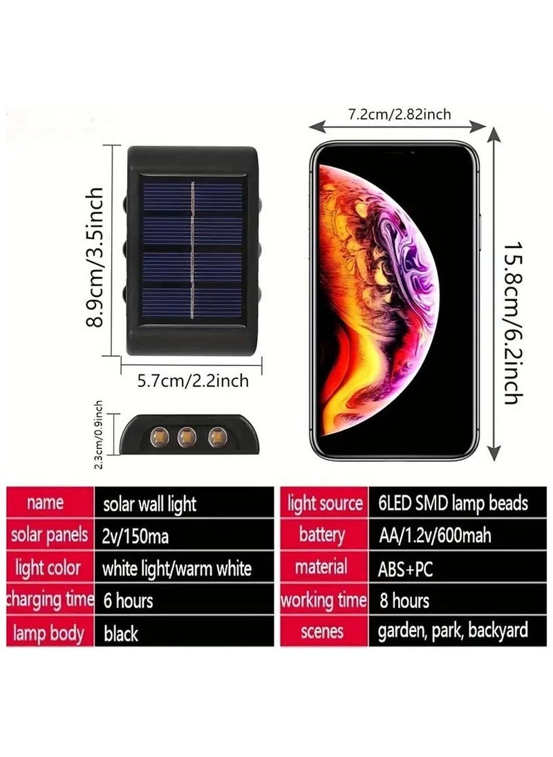 VIUAUAX 2 Pcs Solar Fence Lights,LED Solar Wall Lights Outdoor,Waterproof Security Night Sensor Light for Pathway Porch Yard Garage Garden Fence Walkway Driveway Solar Wall Light - Outdoor Camping Light With 6 LED, Warm Color Lighting For Courtyard, Street, Landscape, Garden Decoration  - Image 3