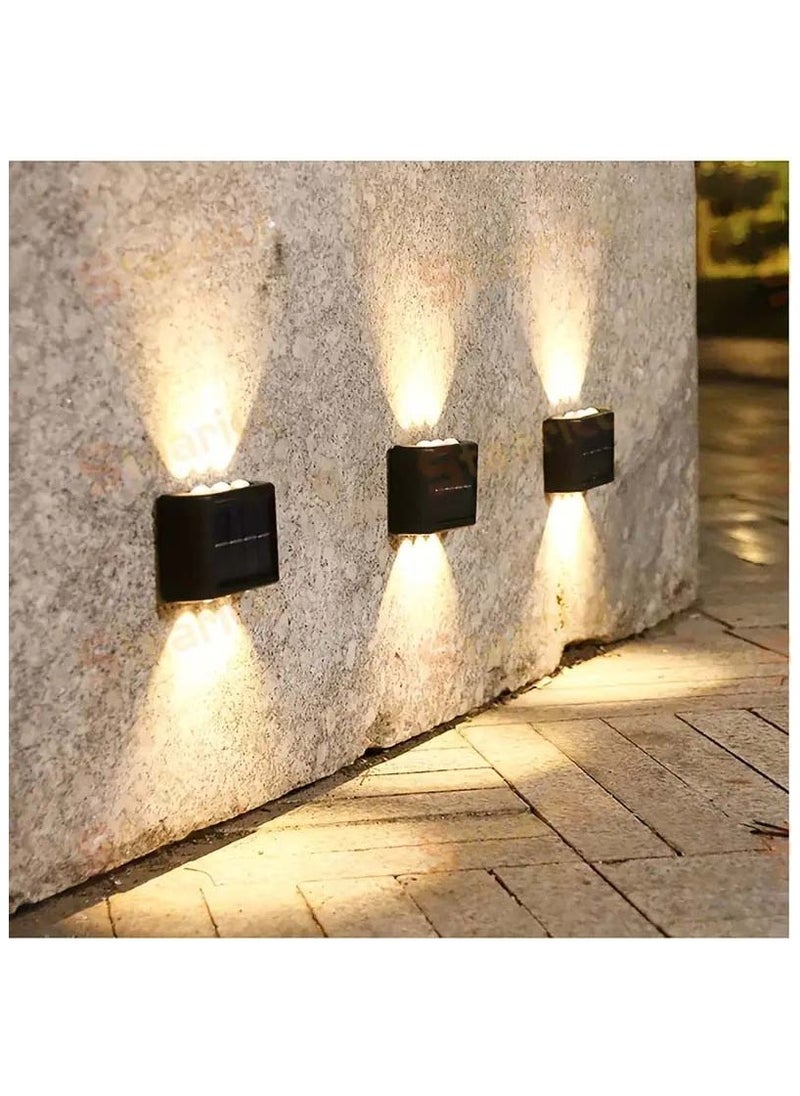 VIUAUAX 2 Pcs Solar Fence Lights,LED Solar Wall Lights Outdoor,Waterproof Security Night Sensor Light for Pathway Porch Yard Garage Garden Fence Walkway Driveway Solar Wall Light - Outdoor Camping Light With 6 LED, Warm Color Lighting For Courtyard, Street, Landscape, Garden Decoration  - Image 2
