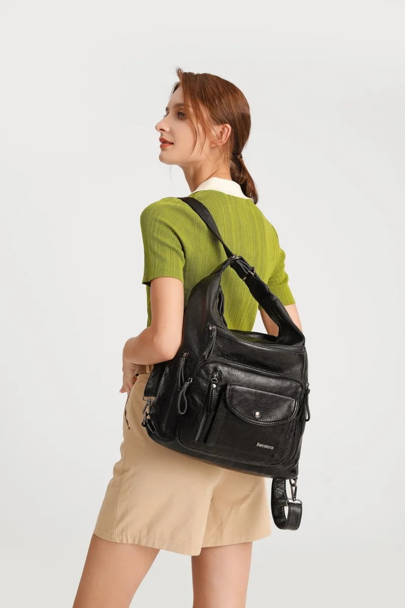 برشلونة Washed Leather Both Back and Shoulder Women's Bag 21-K 1580