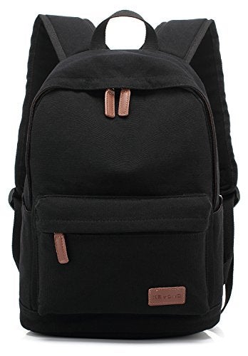 kayond Casual Style Lightweight canvas Laptop Bag/Durable Travel backpacks/Rucksack for Men&Women/Fashion Backpack Fits 15 inch Notebook (Black) - Image 1