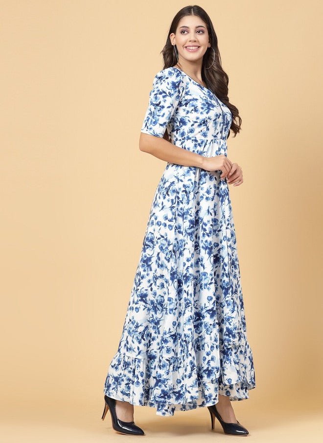RAASSIO Floral Printed Maxi Dress for Women - Image 3