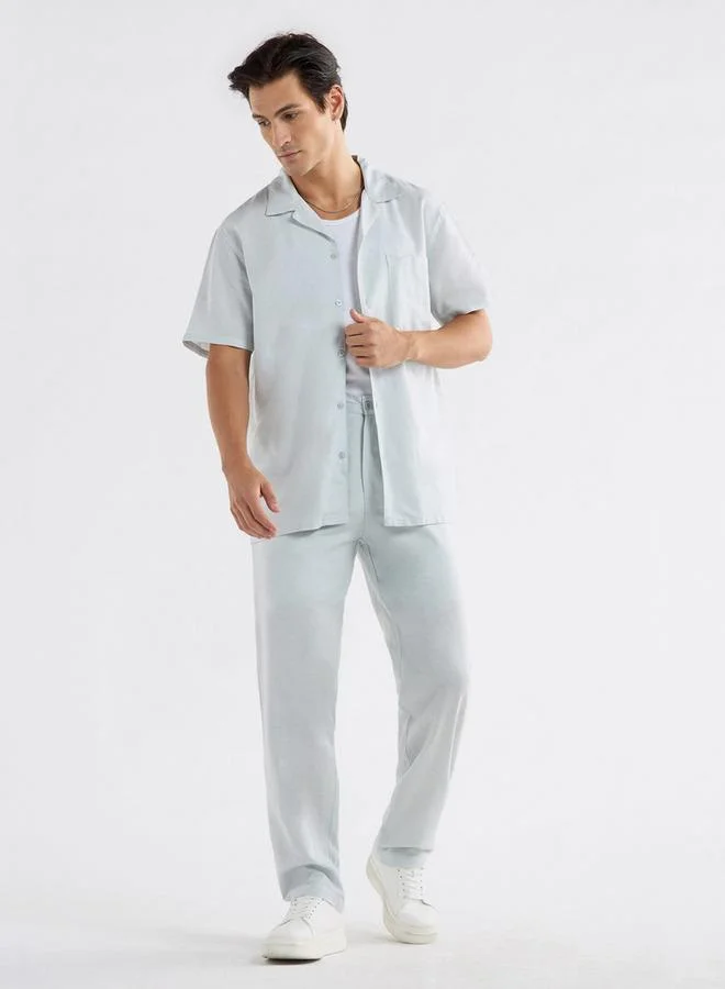 Splash FAV Regular Fit Shirt with Camp Collar and Short Sleeves