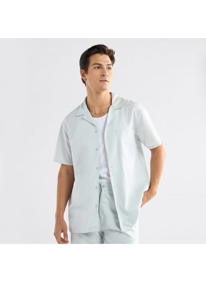 FAV Regular Fit Solid Shirt with Camp Collar and Short Sleeves  - Image 1