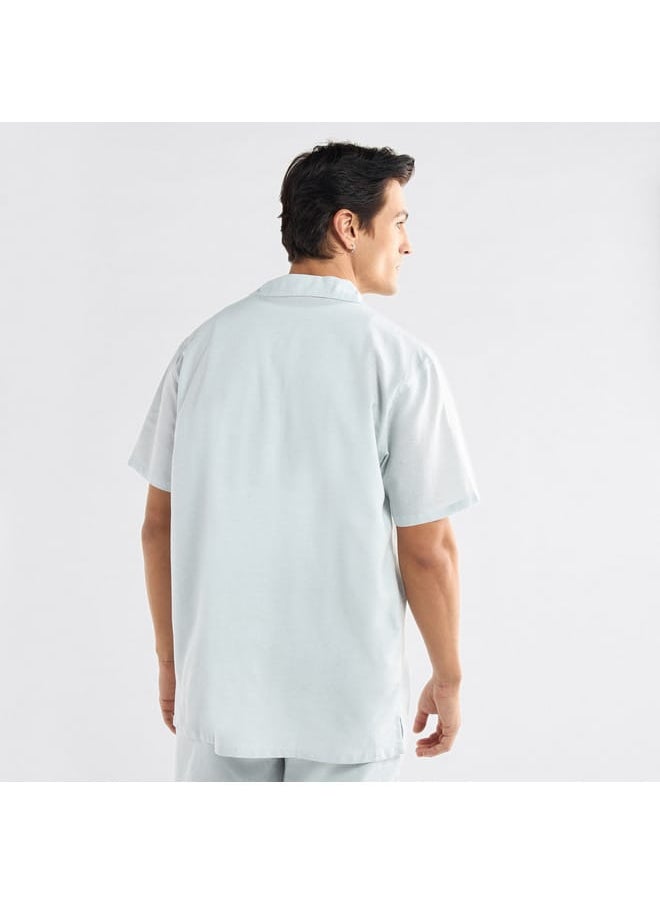 FAV Regular Fit Solid Shirt with Camp Collar and Short Sleeves  - Image 3