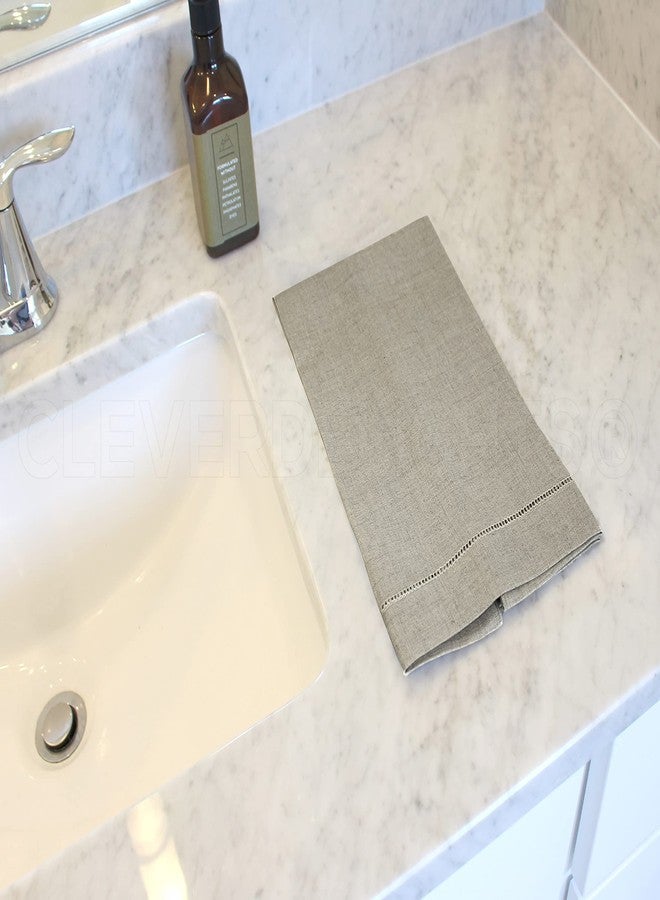 CleverDelights Natural Linen Hemstitched Hand Towels - 6 Pack - 14" x 22" - 100% Linen - Image 2