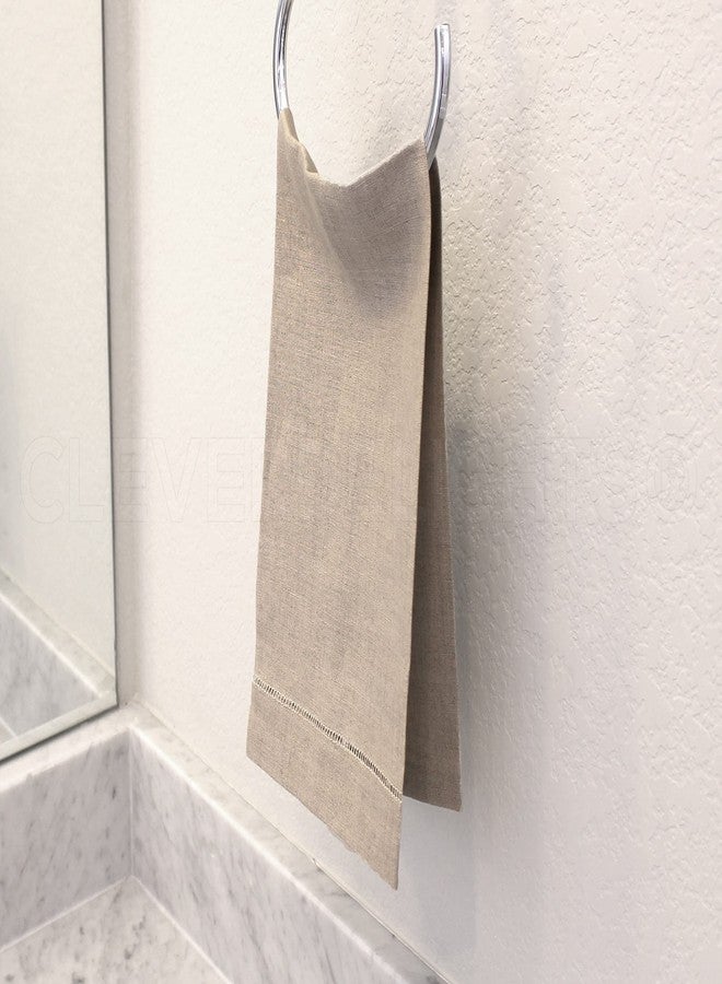 CleverDelights Natural Linen Hemstitched Hand Towels - 6 Pack - 14" x 22" - 100% Linen - Image 3