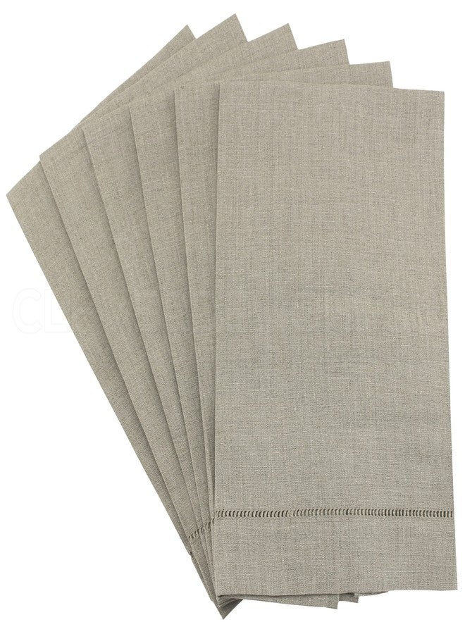CleverDelights Natural Linen Hemstitched Hand Towels - 6 Pack - 14" x 22" - 100% Linen - Image 1
