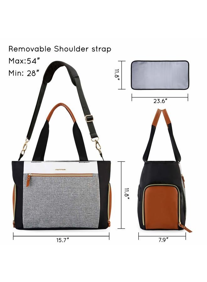 MOMMORE Breast Pump Bag Diaper Tote Bag with 15 Inch Laptop Sleeve Fit Most Breast Pumps Like Medela, Spectra S1,S2, Evenflo, Brown, 1 Count (Pack of 1), Stylish Breast Pump Bag Tote - Image 5