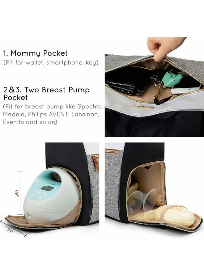 MOMMORE Breast Pump Bag Diaper Tote Bag with 15 Inch Laptop Sleeve Fit Most Breast Pumps Like Medela, Spectra S1,S2, Evenflo, Brown, 1 Count (Pack of 1), Stylish Breast Pump Bag Tote - Image 4