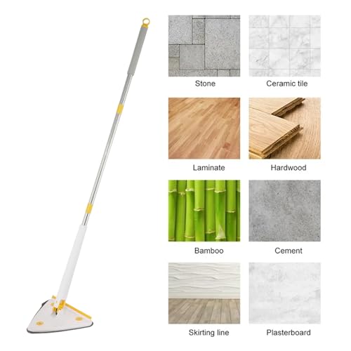 PRIME PICK Triangle Mop, 360-degree Rotatable Triangle Adjustable Wall Cleaning Mop Floor Wet and Dry Cleaning, Removable and Washable - Image 3