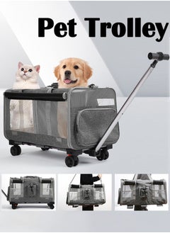 XiuWoo Pet Trolley Pet Stroller Portable Pet Bag Foldable Large Capacity Two-Compartment Design Outdoor Travelling for Pets Cats Dogs  - Image 1