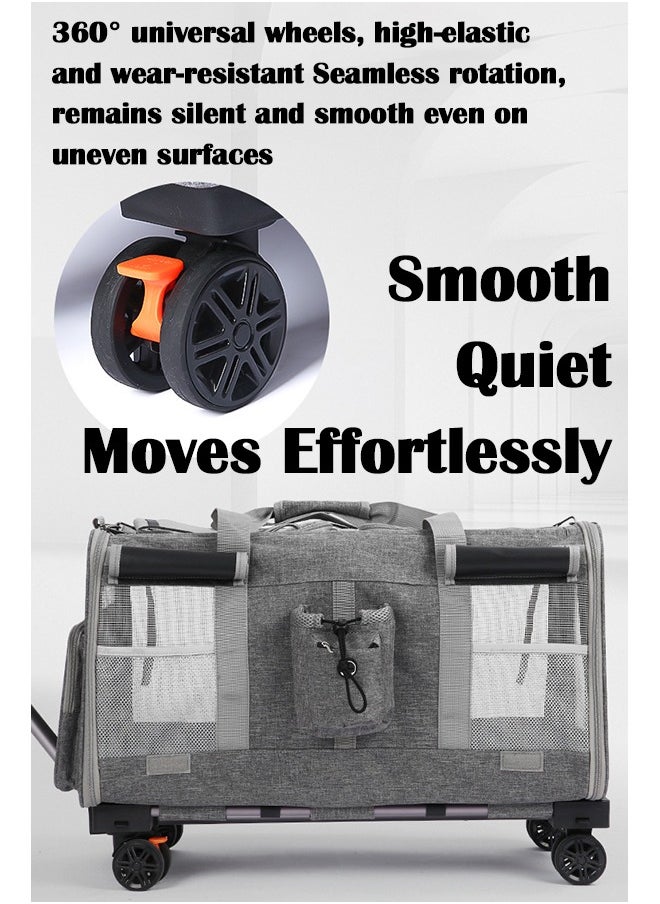 XiuWoo Pet Trolley Pet Stroller Portable Pet Bag Foldable Large Capacity Two-Compartment Design Outdoor Travelling for Pets Cats Dogs  - Image 2