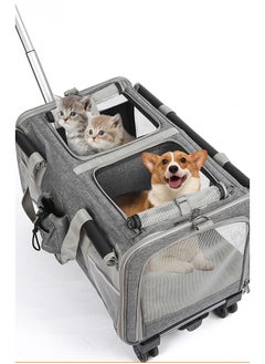 XiuWoo Pet Trolley Pet Stroller Portable Pet Bag Foldable Large Capacity Two-Compartment Design Outdoor Travelling for Pets Cats Dogs  - Image 3