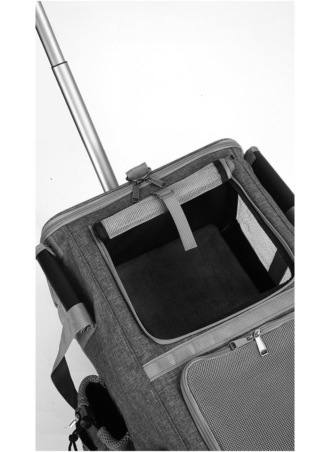 XiuWoo Pet Trolley Pet Stroller Portable Pet Bag Foldable Large Capacity Two-Compartment Design Outdoor Travelling for Pets Cats Dogs  - Image 5