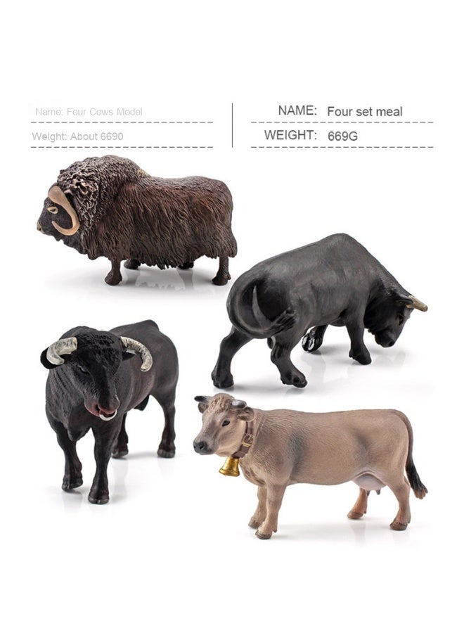 NIBEMINENT Realistic Swiss Brown Cattle & North African Bull Model Toy