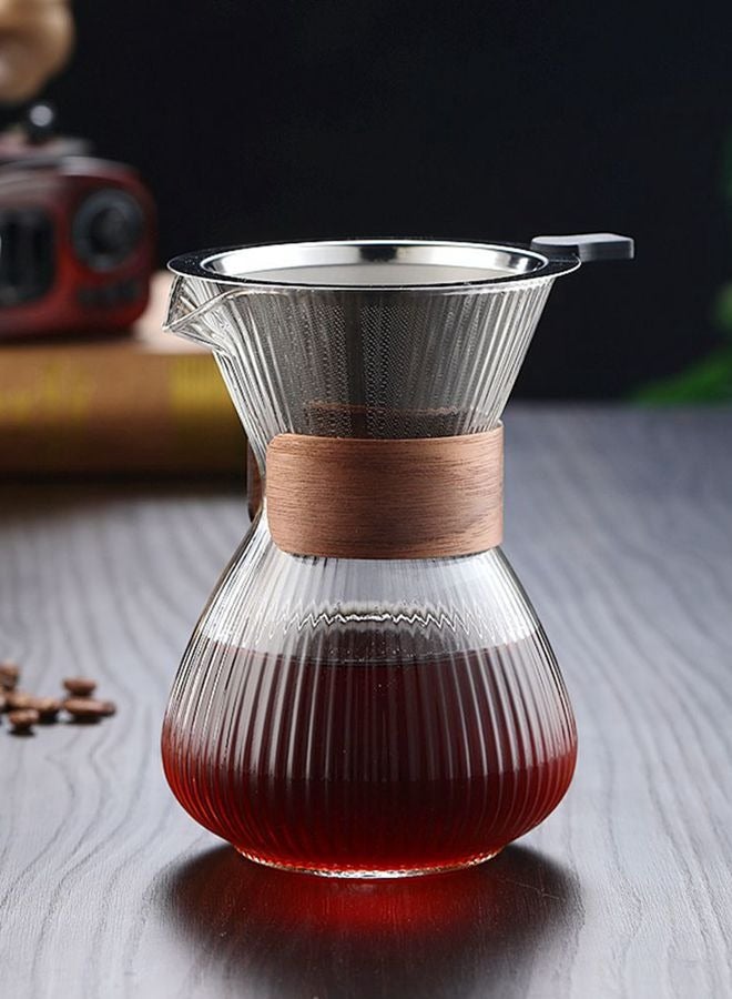 400mL V60 Coffee Maker Glass Drip Coffee Pot with Filter  - Image 1