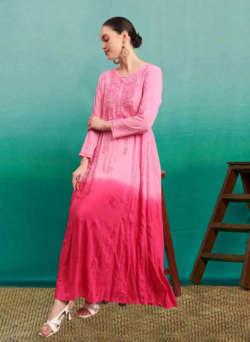 Alaya Hand Embroidered Chikankari Modal Ombre Jalabiya-AL4018
