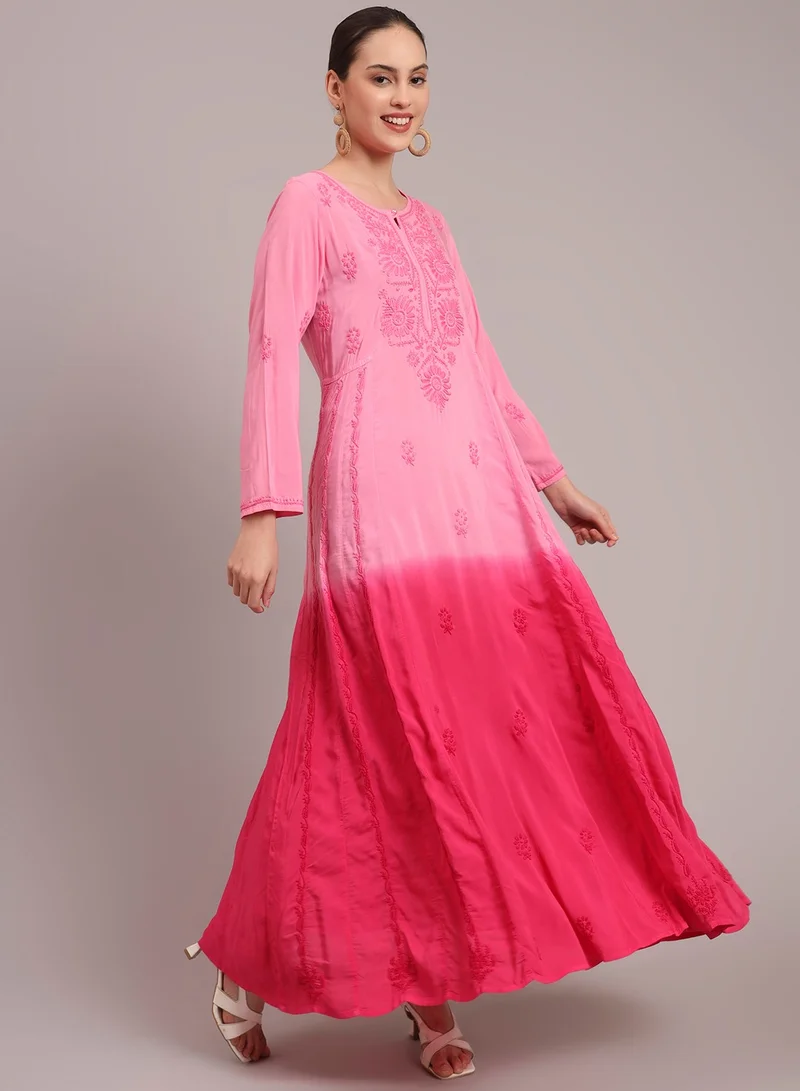 Alaya Hand Embroidered Chikankari Modal Ombre Jalabiya-AL4018