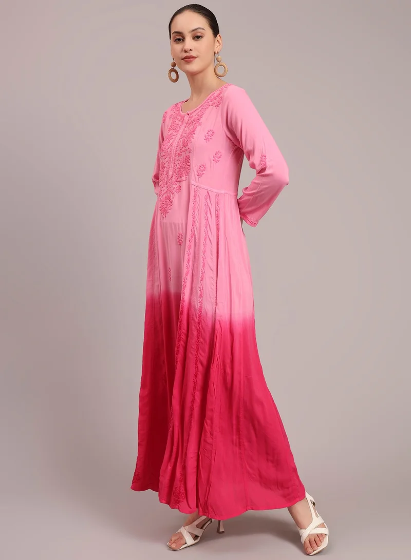 Alaya Hand Embroidered Chikankari Modal Ombre Jalabiya-AL4018
